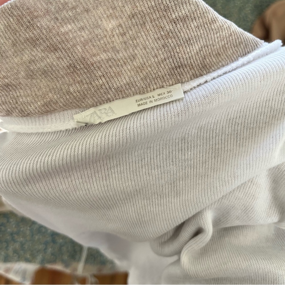 Zara Asymmetrical Double Layer TShirt Beige Sz.L - Picture 8 of 9